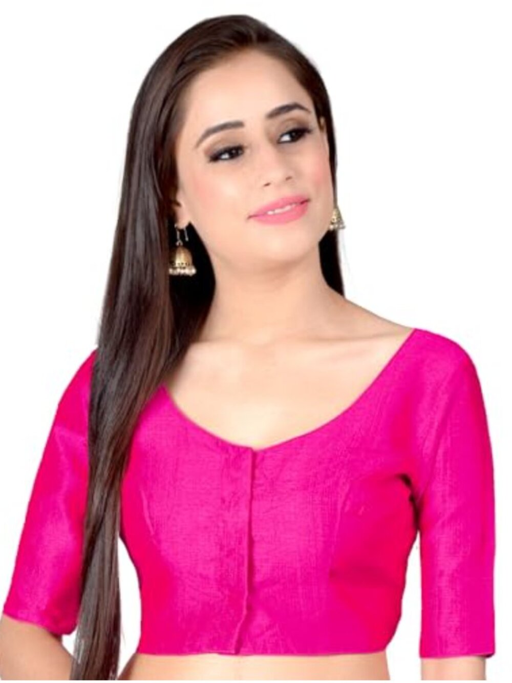 Art Silk Readymade Blouse for Saree with Zari Embroidery Elbow Sleeve